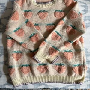 Peach Patterned Cream Sweater
